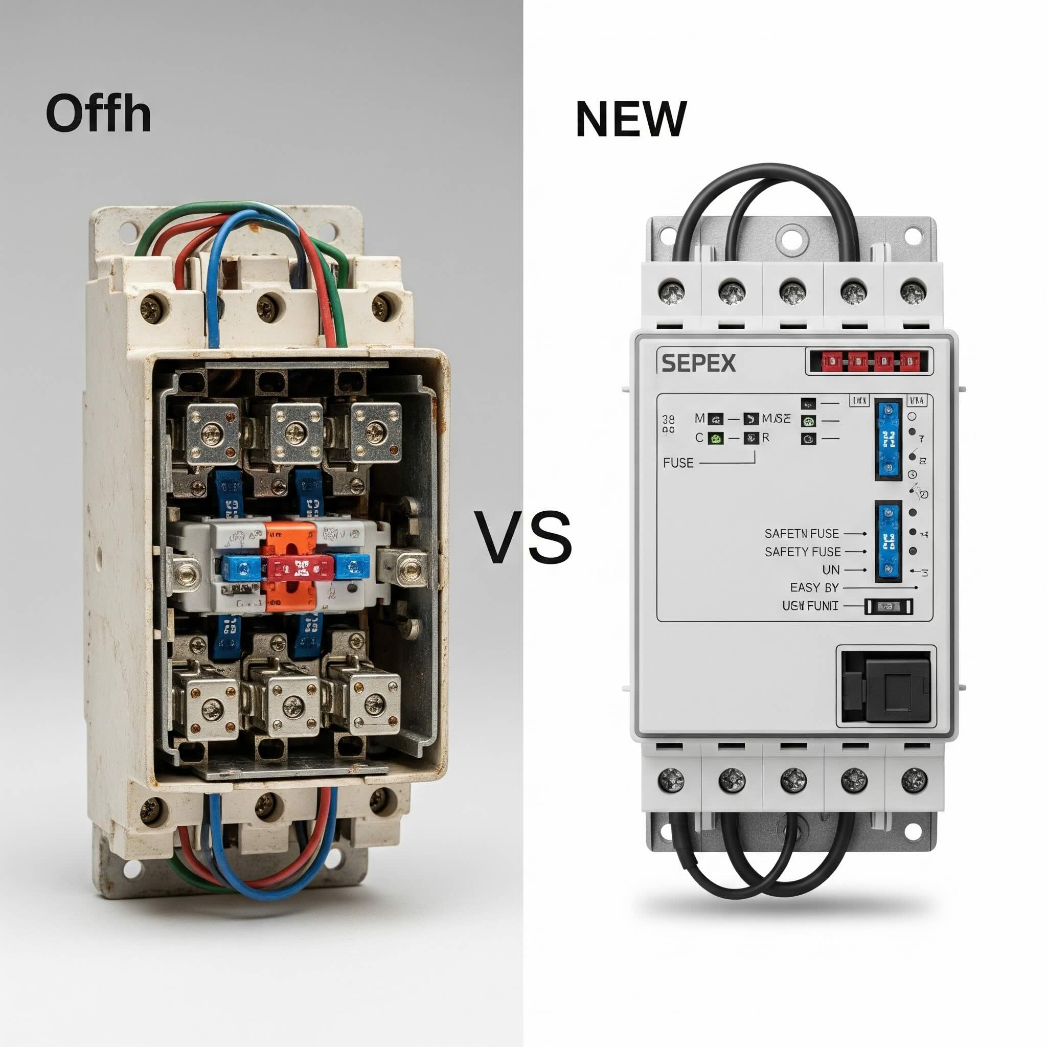 Old vs. new fuse box comparison
